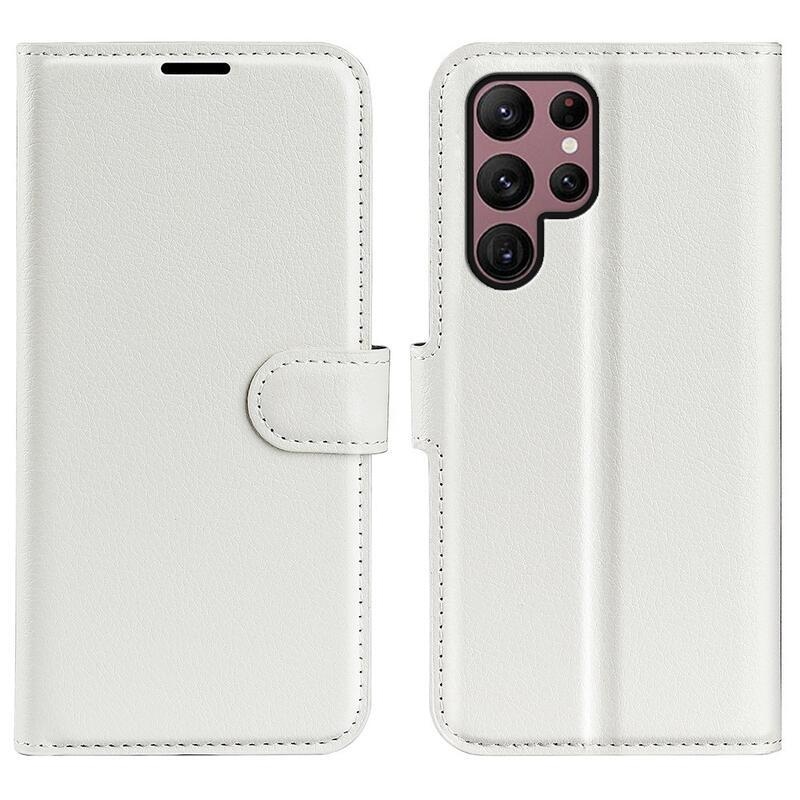 Litchi peněženkové pouzdro na Samsung Galaxy S23 Ultra - bílé