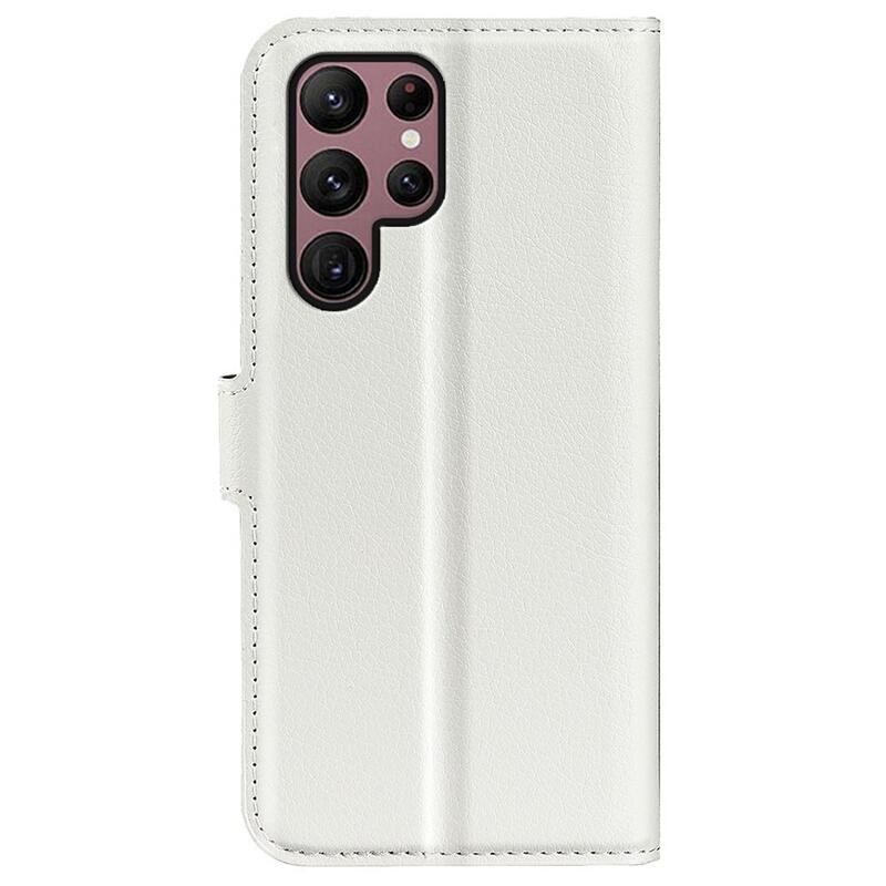 Litchi peněženkové pouzdro na Samsung Galaxy S23 Ultra - bílé