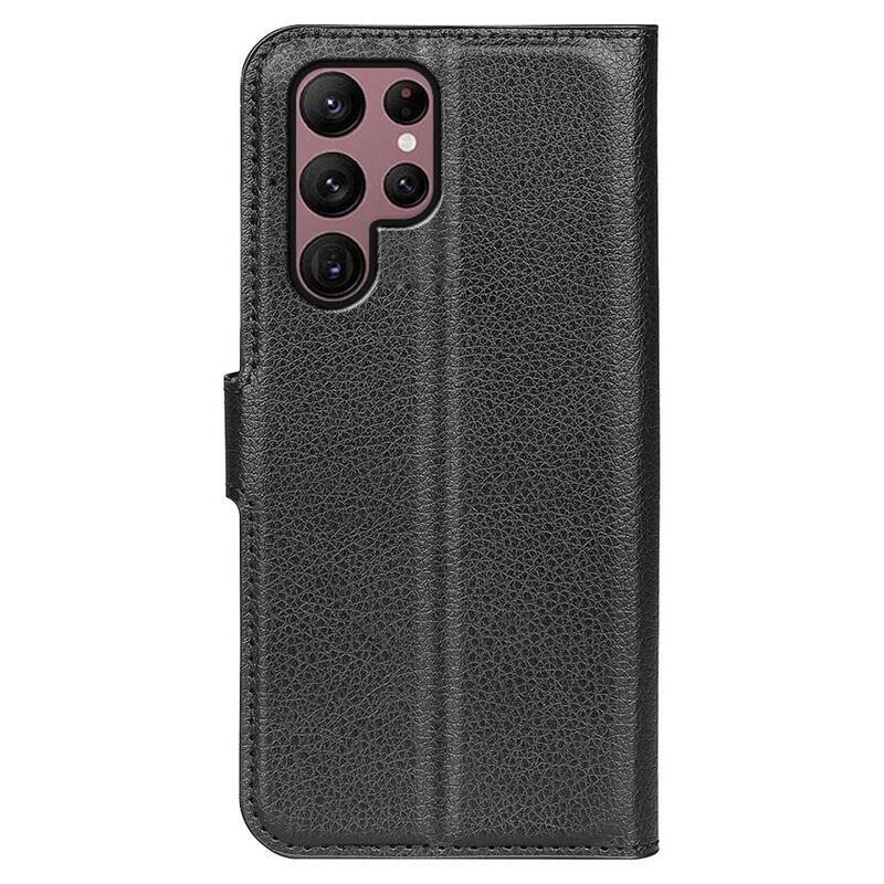 Litchi peněženkové pouzdro na Samsung Galaxy S23 Ultra - černé