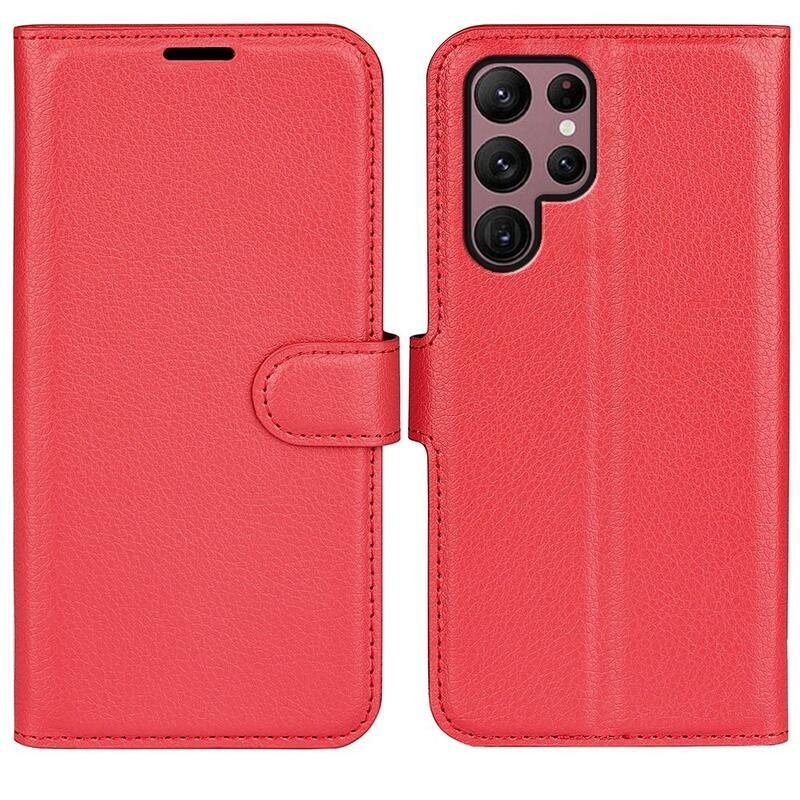 Litchi peněženkové pouzdro na Samsung Galaxy S23 Ultra - červené