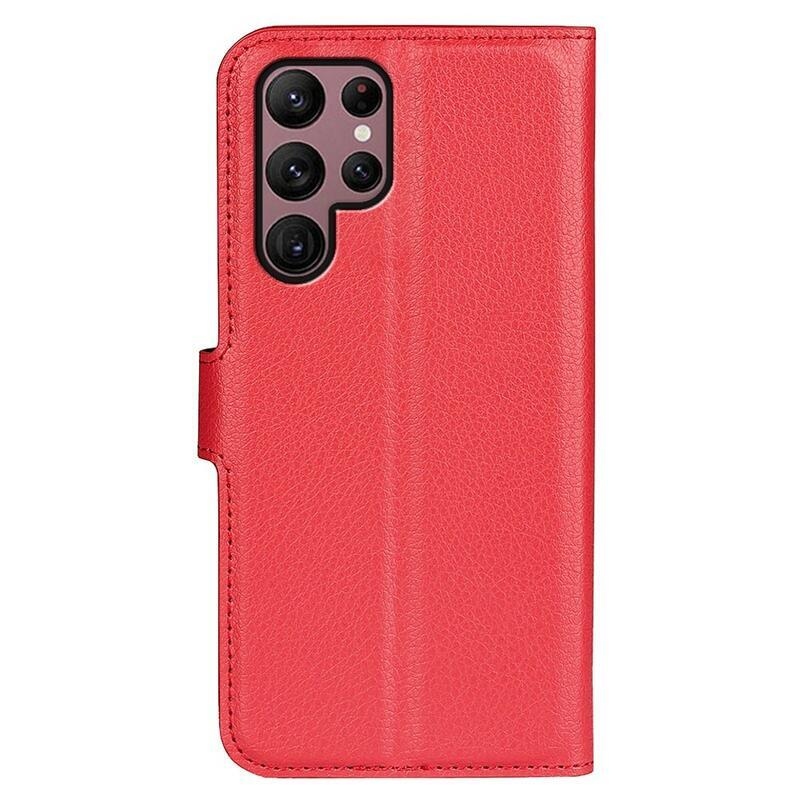 Litchi peněženkové pouzdro na Samsung Galaxy S23 Ultra - červené