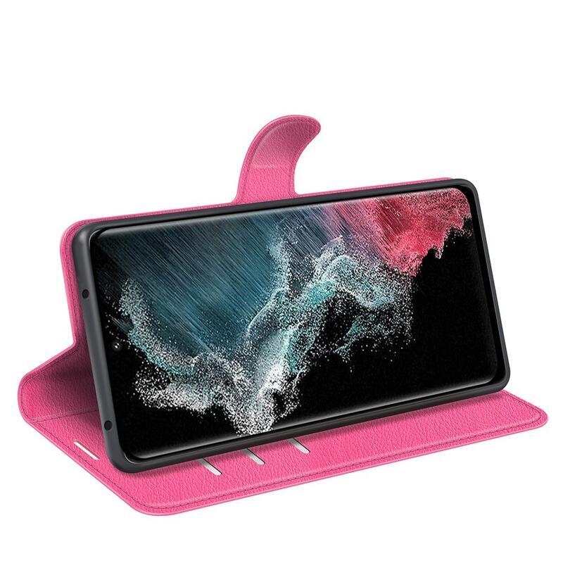 Litchi peněženkové pouzdro na Samsung Galaxy S23 Ultra - rose