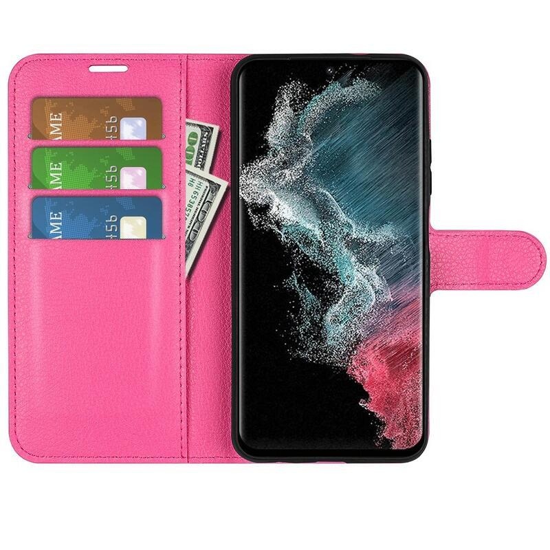 Litchi peněženkové pouzdro na Samsung Galaxy S23 Ultra - rose