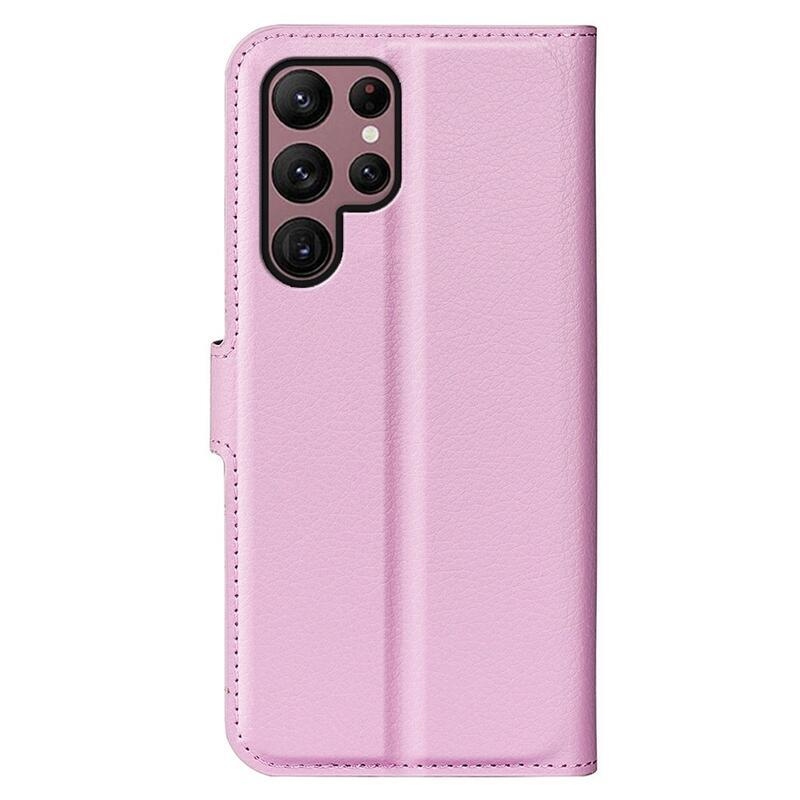 Litchi peněženkové pouzdro na Samsung Galaxy S23 Ultra - růžové