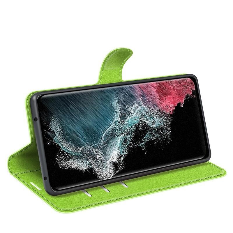 Litchi peněženkové pouzdro na Samsung Galaxy S23 Ultra - zelené