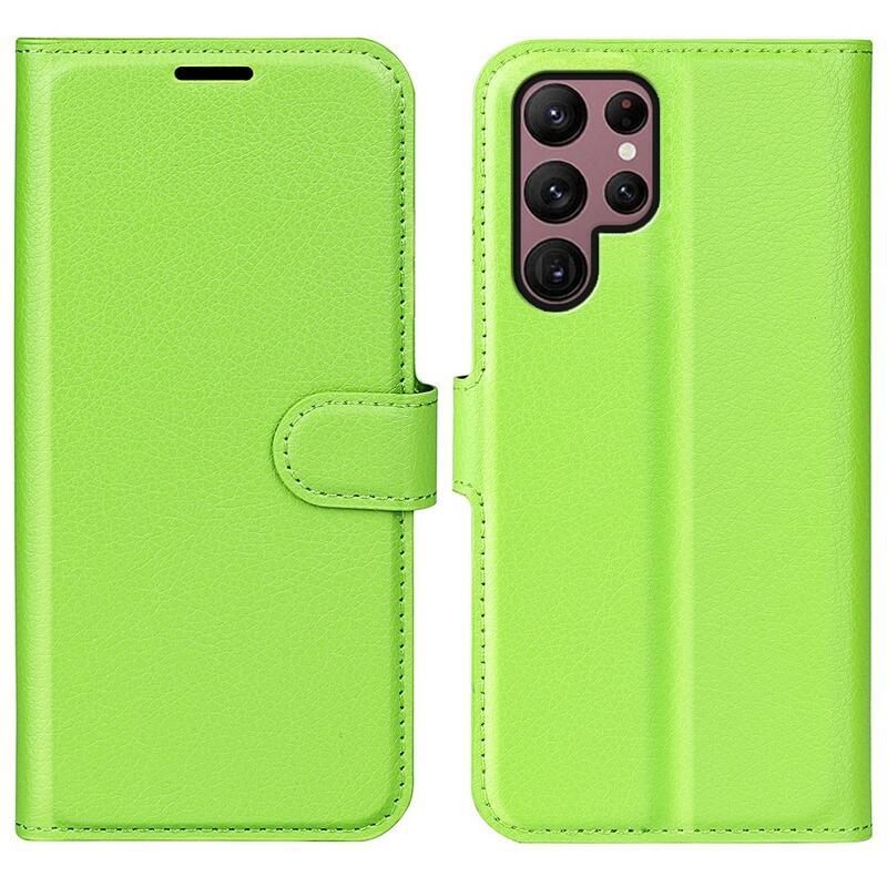 Litchi peněženkové pouzdro na Samsung Galaxy S23 Ultra - zelené