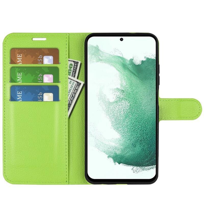 Litchi peněženkové pouzdro na Samsung Galaxy S23+ - zelené