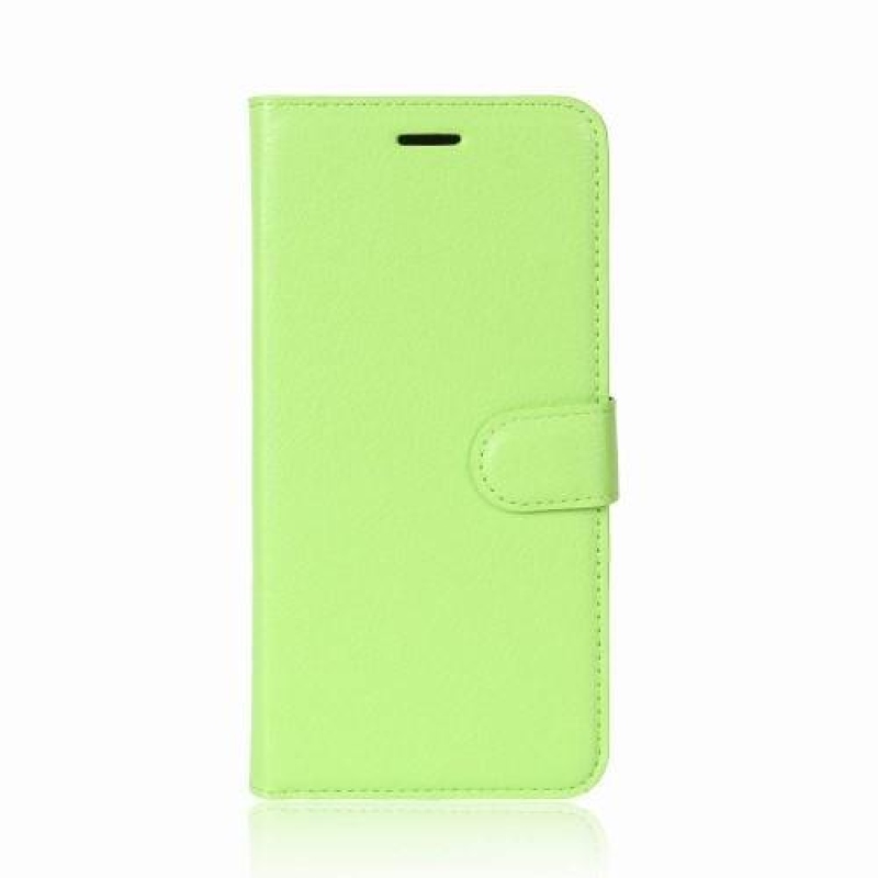 Litchi PU kožené knížkové pouzdro na Samsung Galaxy A8 (2018) - zelené