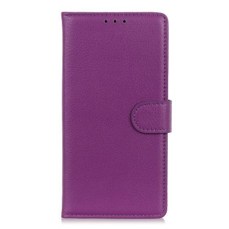Litchi PU kožené peněženkové pouzdro na mobil Honor 20 / Huawei Nova 5T - fialové
