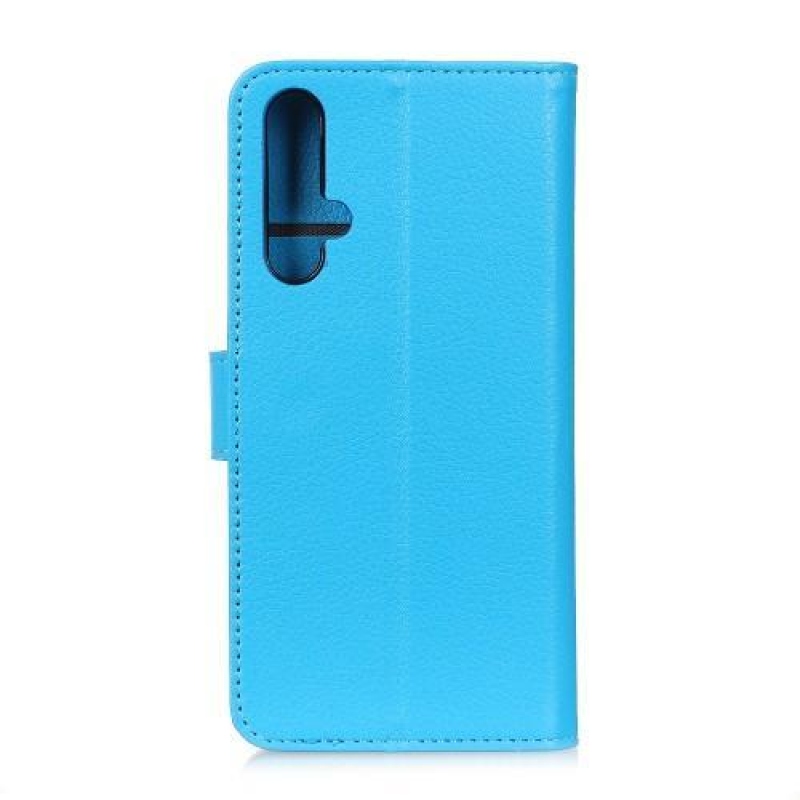Litchi PU kožené peněženkové pouzdro na mobil Honor 20 / Huawei Nova 5T - modré