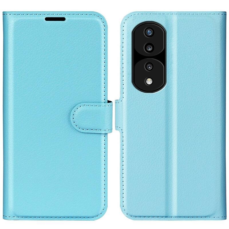 Litchi PU kožené peněženkové pouzdro na mobil Honor 70 5G - modré