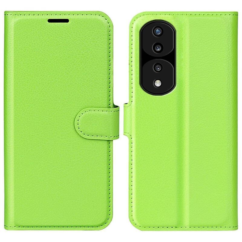 Litchi PU kožené peněženkové pouzdro na mobil Honor 70 5G - zelené
