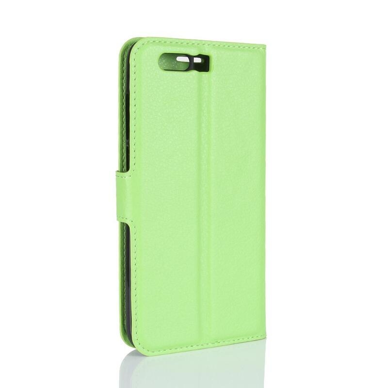 Litchi PU kožené peněženkové pouzdro na mobil Honor 9 - zelené