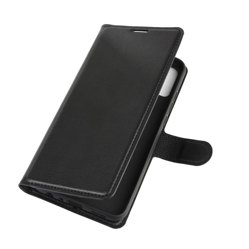 Litchi PU kožené peněženkové pouzdro na mobil Honor 9X Lite - černé