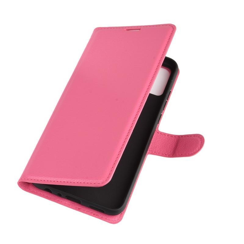 Litchi PU kožené peněženkové pouzdro na mobil Honor 9X Lite - rose