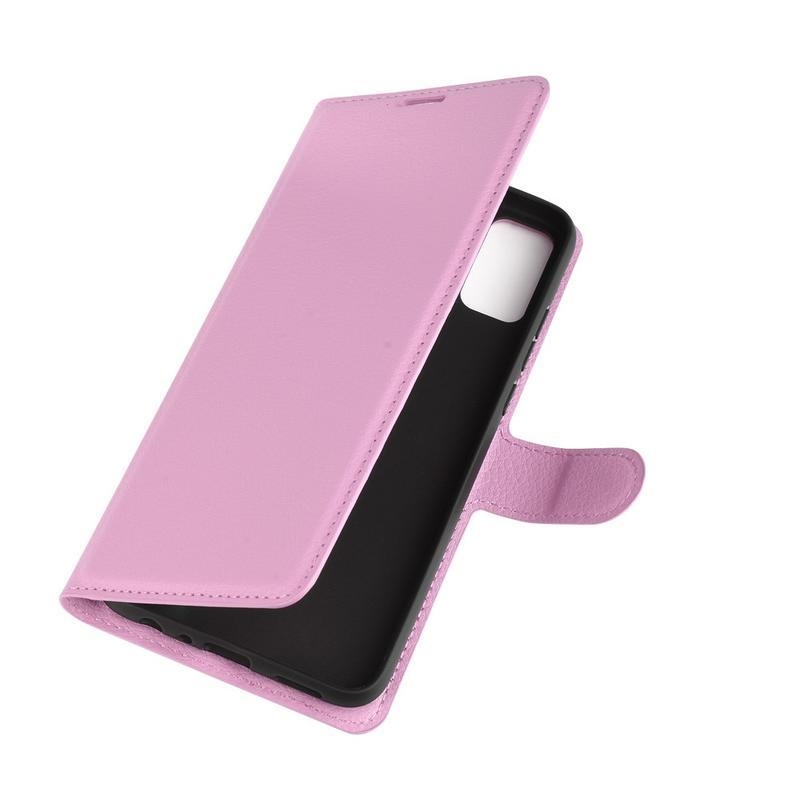 Litchi PU kožené peněženkové pouzdro na mobil Honor 9X Lite - růžové