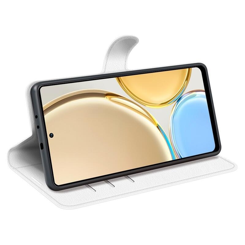 Litchi PU kožené peněženkové pouzdro na mobil Honor Magic 4 Lite 5G - bílé