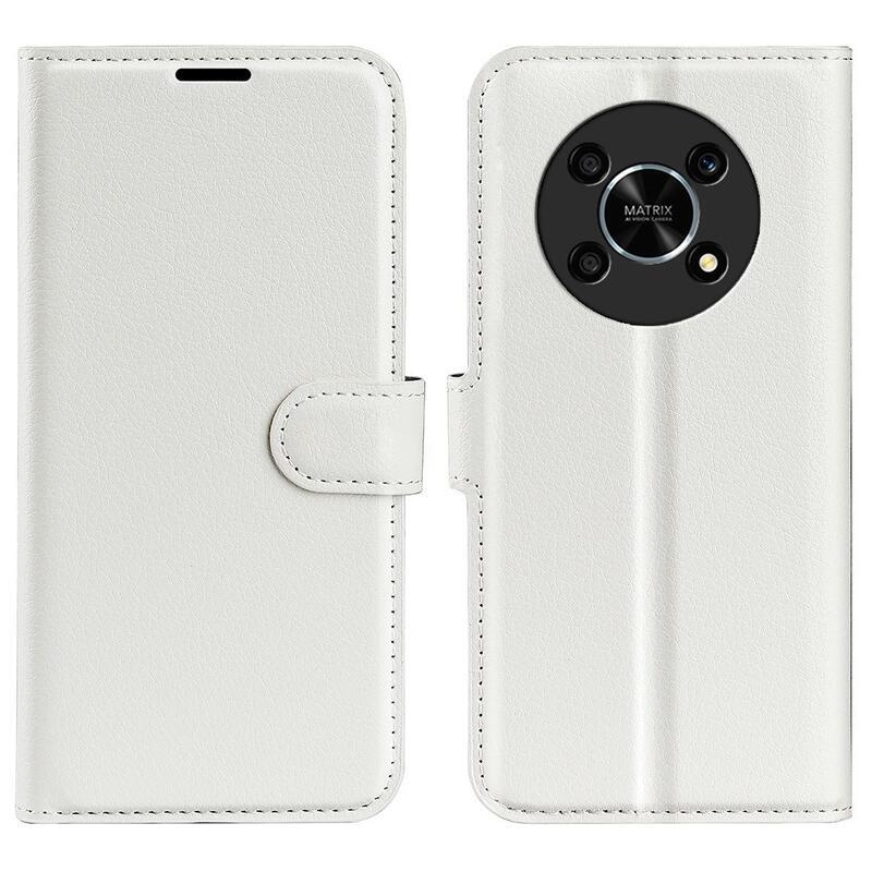 Litchi PU kožené peněženkové pouzdro na mobil Honor Magic 4 Lite 5G - bílé