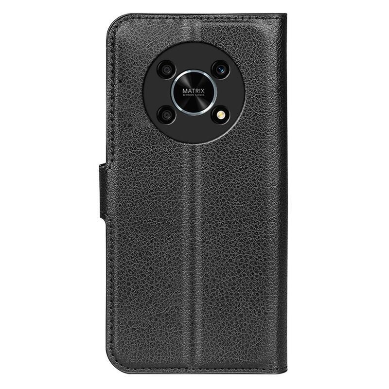 Litchi PU kožené peněženkové pouzdro na mobil Honor Magic 4 Lite 5G - černé