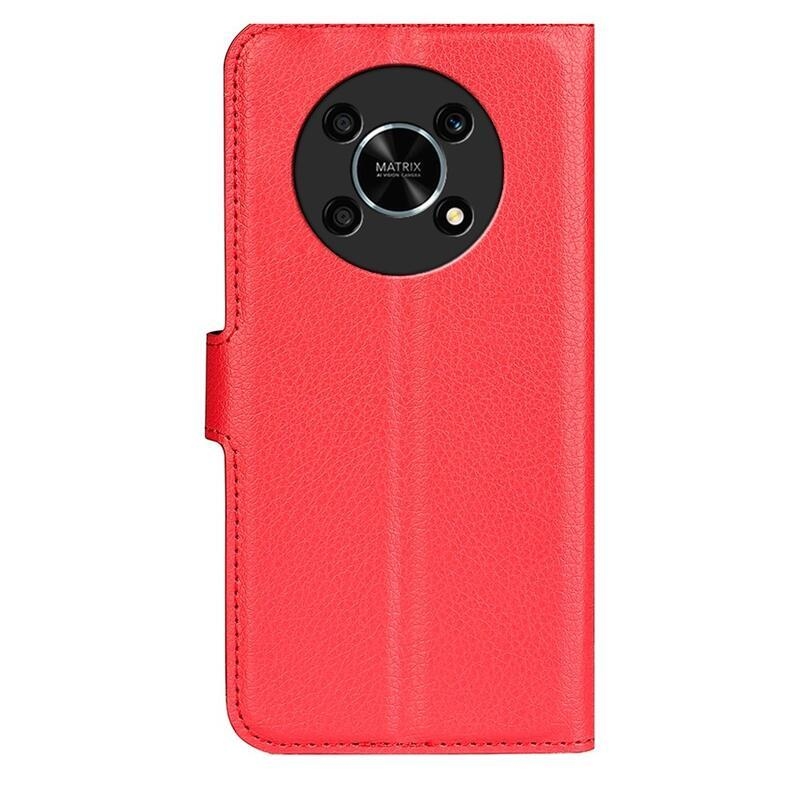 Litchi PU kožené peněženkové pouzdro na mobil Honor Magic 4 Lite 5G - červené
