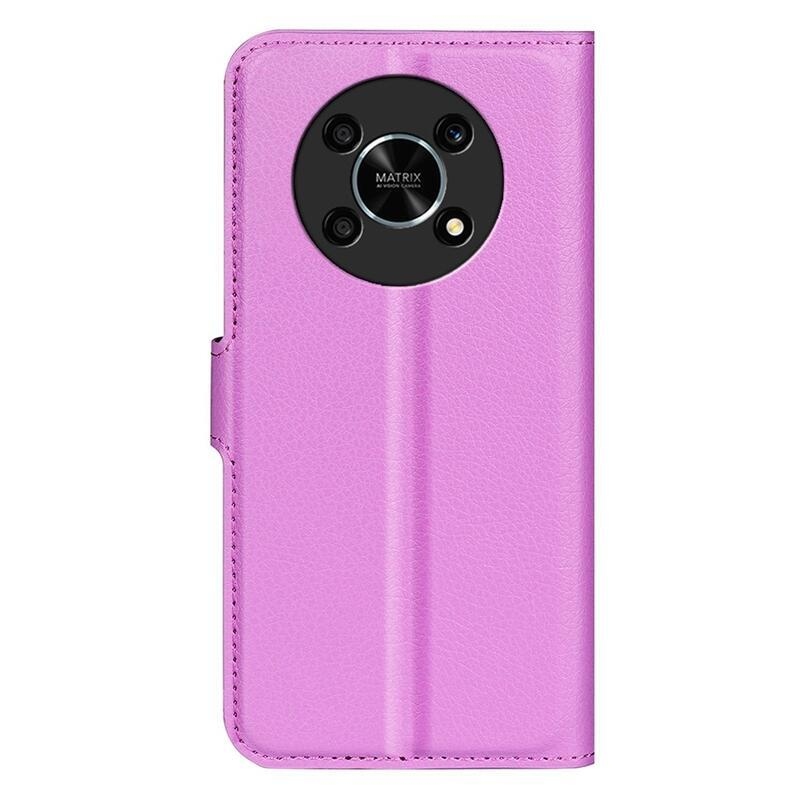 Litchi PU kožené peněženkové pouzdro na mobil Honor Magic 4 Lite 5G - fialové