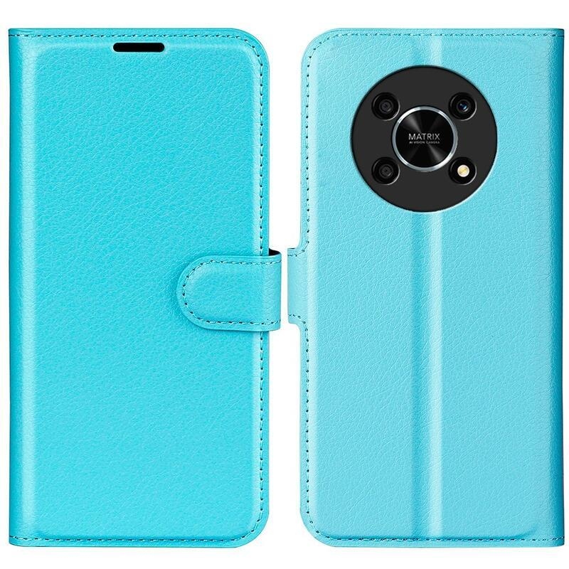 Litchi PU kožené peněženkové pouzdro na mobil Honor Magic 4 Lite 5G - modré