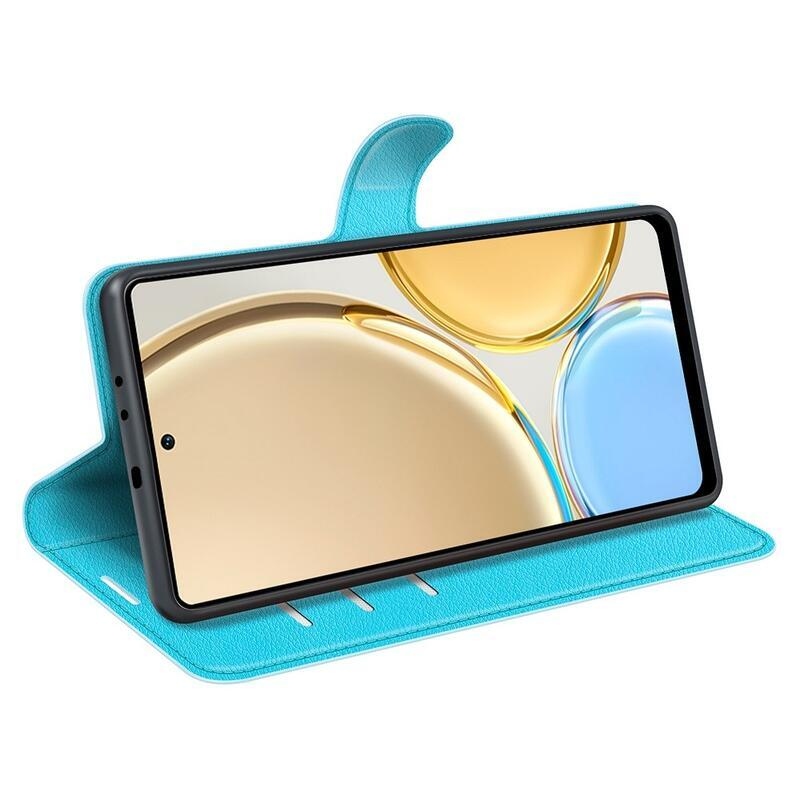 Litchi PU kožené peněženkové pouzdro na mobil Honor Magic 4 Lite 5G - modré