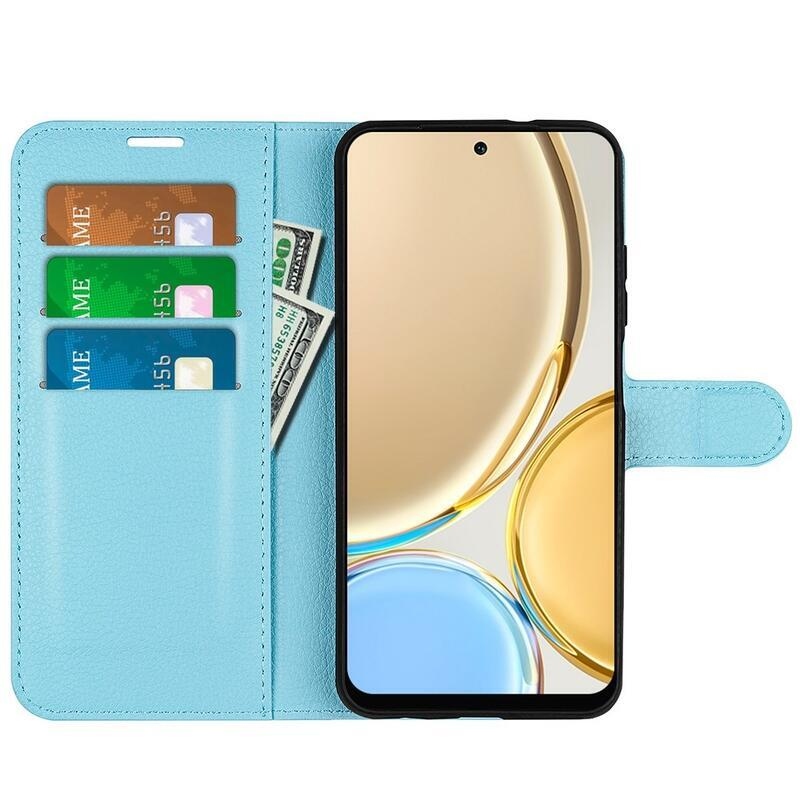 Litchi PU kožené peněženkové pouzdro na mobil Honor Magic 4 Lite 5G - modré