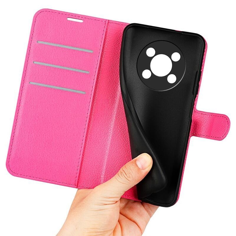 Litchi PU kožené peněženkové pouzdro na mobil Honor Magic 4 Lite 5G - rose