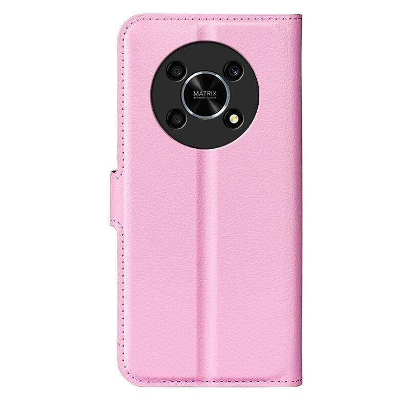 Litchi PU kožené peněženkové pouzdro na mobil Honor Magic 4 Lite 5G - růžové