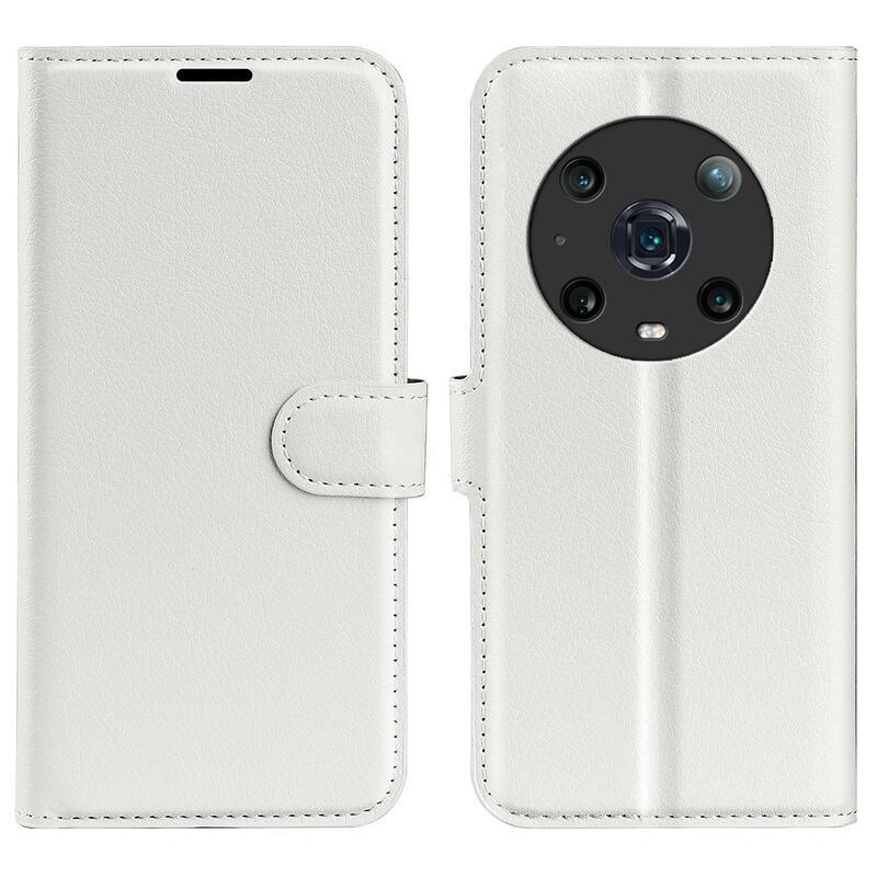 Litchi PU kožené peněženkové pouzdro na mobil Honor Magic 4 Pro 5G - bílé