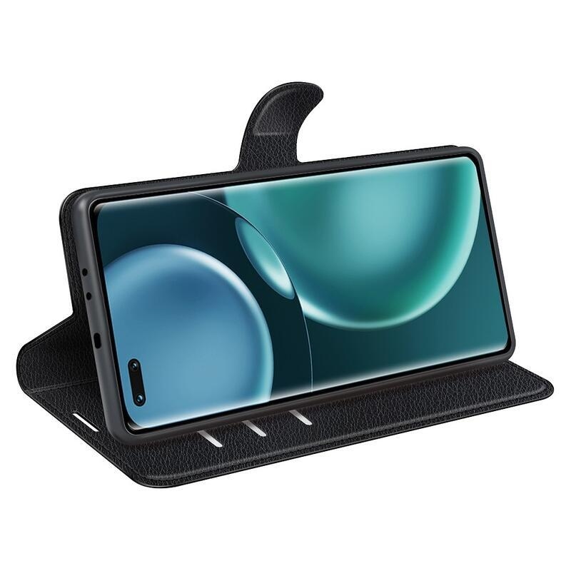 Litchi PU kožené peněženkové pouzdro na mobil Honor Magic 4 Pro 5G - černé