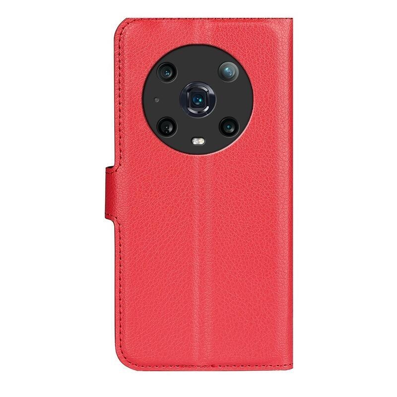 Litchi PU kožené peněženkové pouzdro na mobil Honor Magic 4 Pro 5G - červené