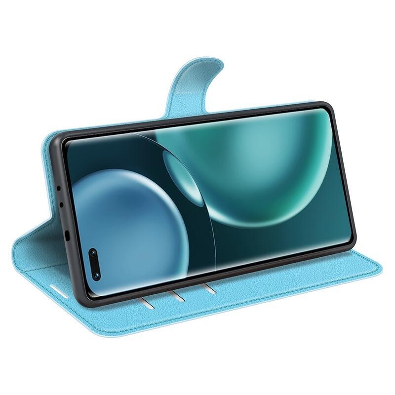 Litchi PU kožené peněženkové pouzdro na mobil Honor Magic 4 Pro 5G - modré