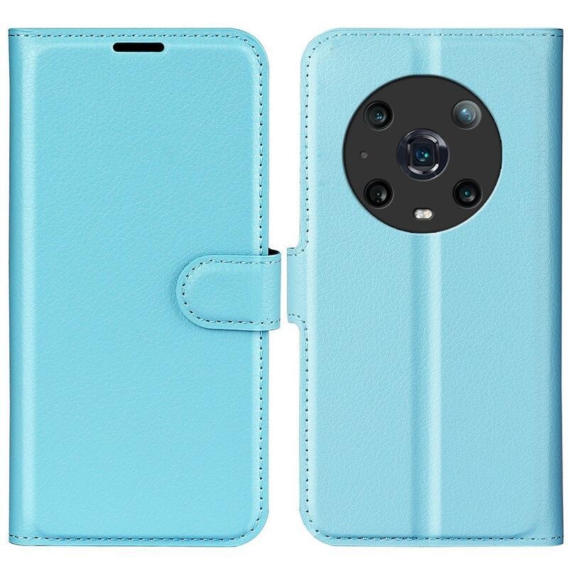 Litchi PU kožené peněženkové pouzdro na mobil Honor Magic 4 Pro 5G - modré
