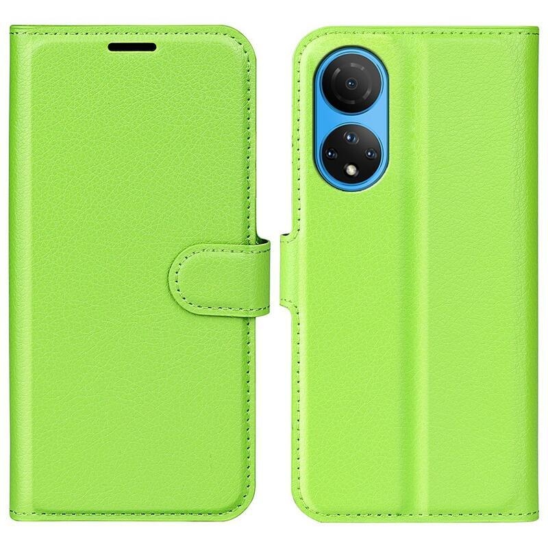 Litchi PU kožené peněženkové pouzdro na mobil Honor X7 - zelené