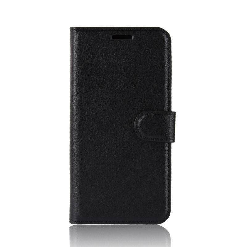 Litchi PU kožené peněženkové pouzdro na mobil Huawei Mate 20 Pro - černé