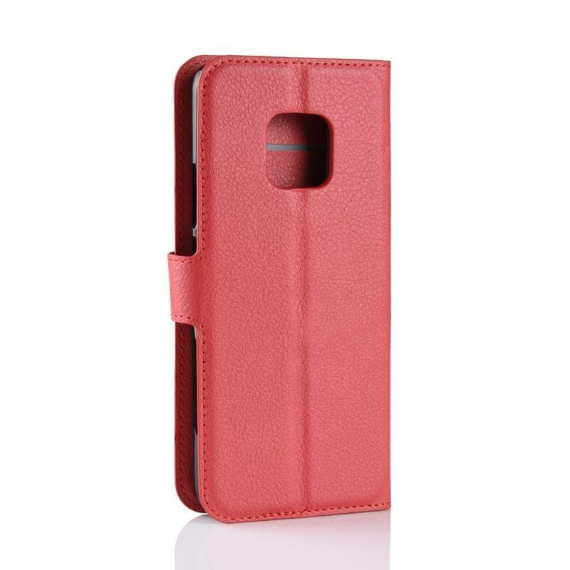 Litchi PU kožené peněženkové pouzdro na mobil Huawei Mate 20 Pro - červené