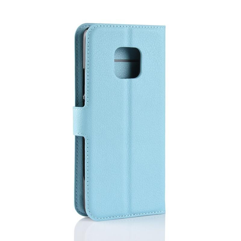 Litchi PU kožené peněženkové pouzdro na mobil Huawei Mate 20 Pro - modré