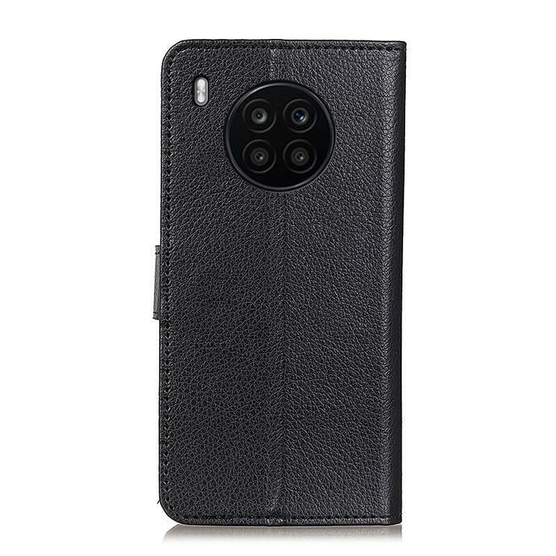 Litchi PU kožené peněženkové pouzdro na mobil Huawei Nova 8i/Honor 50 Lite - černé