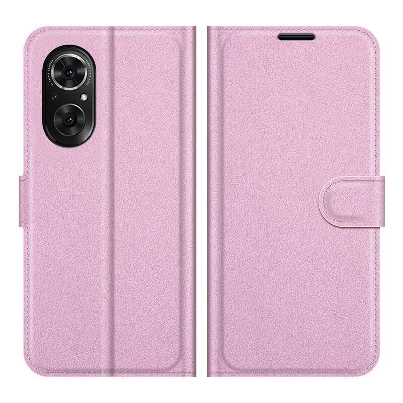 Litchi PU kožené peněženkové pouzdro na mobil Huawei Nova 9 SE - růžové