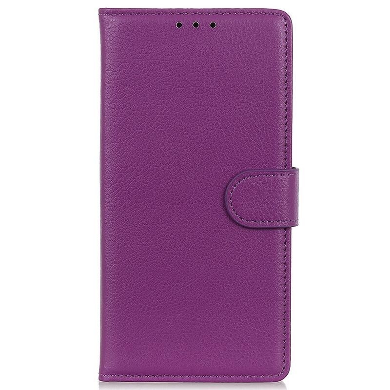 Litchi PU kožené peněženkové pouzdro na mobil Huawei Nova Y70 - fialové