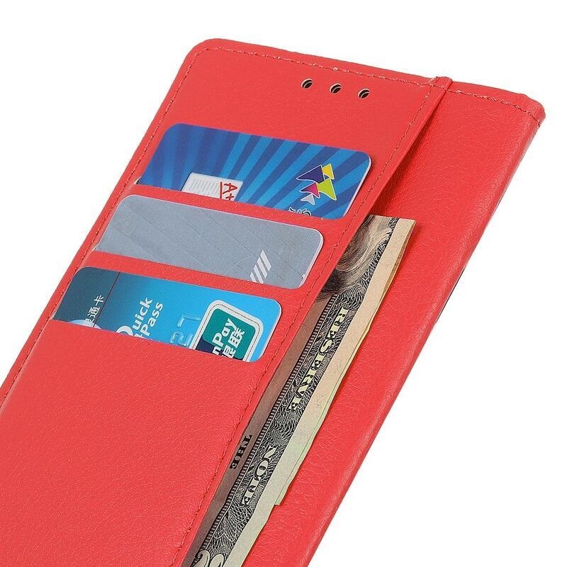 Litchi PU kožené peněženkové pouzdro na mobil Huawei Nova Y90 - červené