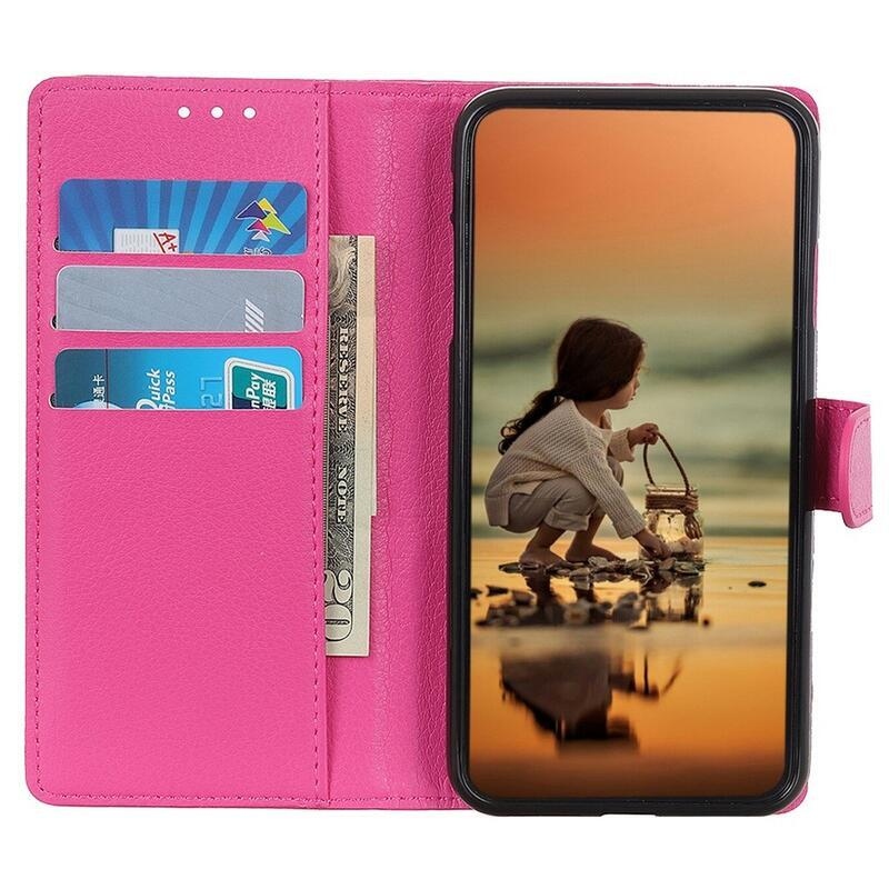 Litchi PU kožené peněženkové pouzdro na mobil Huawei Nova Y90 - rose