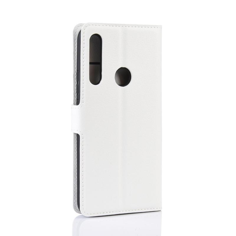 Litchi PU kožené peněženkové pouzdro na mobil Huawei P Smart Z/Honor 9X - bílé