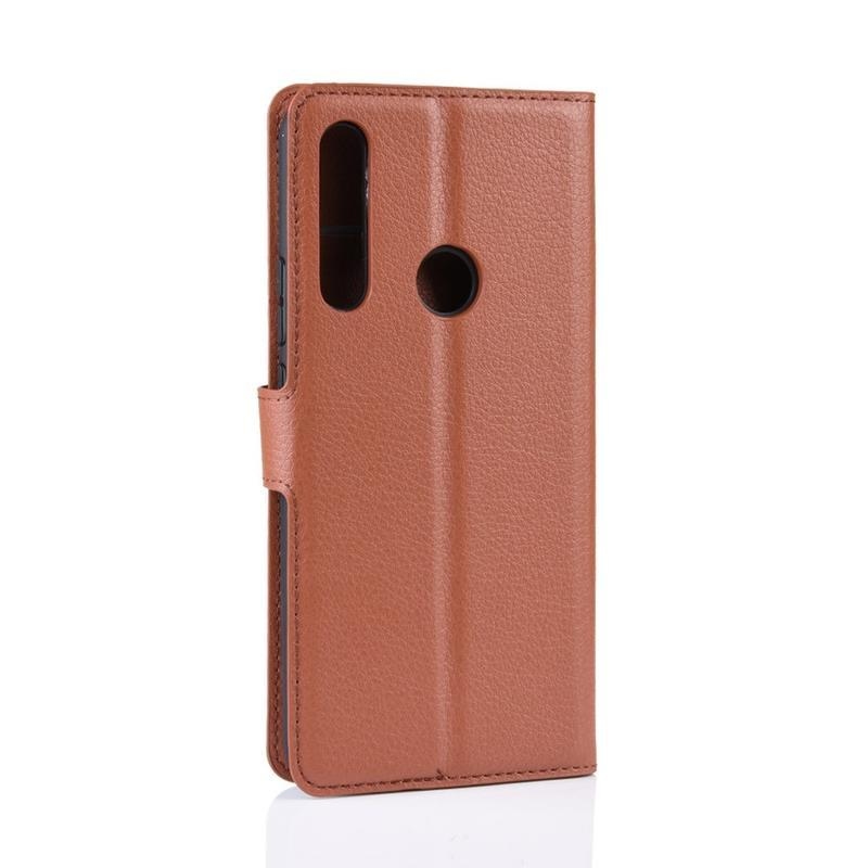 Litchi PU kožené peněženkové pouzdro na mobil Huawei P Smart Z/Honor 9X - hnědé
