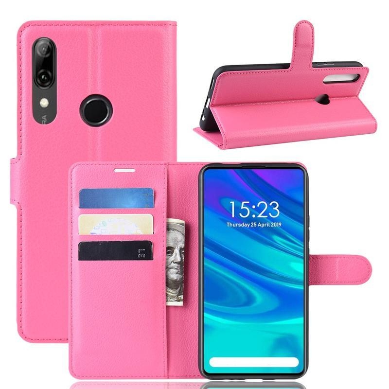 Litchi PU kožené peněženkové pouzdro na mobil Huawei P Smart Z/Honor 9X - rose