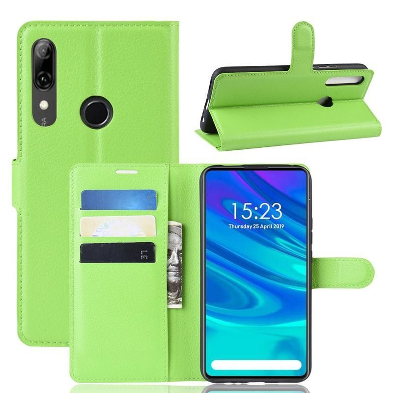 Litchi PU kožené peněženkové pouzdro na mobil Huawei P Smart Z/Honor 9X - zelené