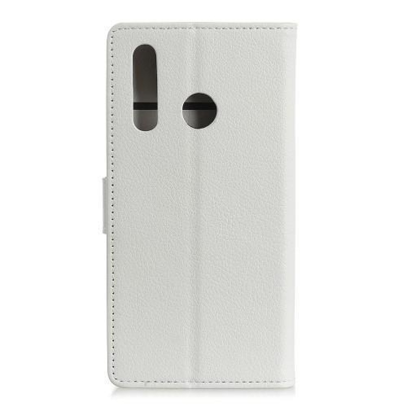 Litchi PU kožené peněženkové pouzdro na mobil Huawei P30 Lite - bílý