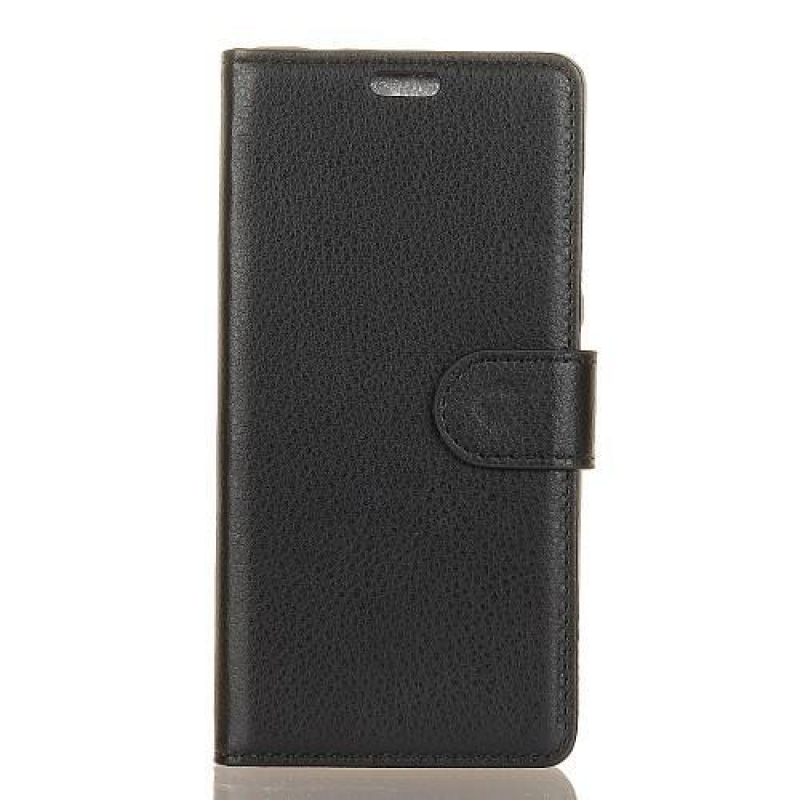 Litchi PU kožené peněženkové pouzdro na mobil Huawei P30 Lite - černý